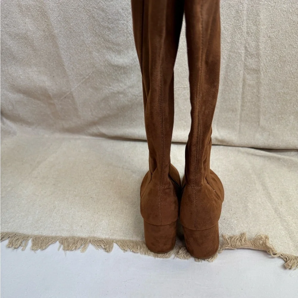 Steve Madden Women's Over the Knee Nifty Boots Brown Faux Suede Size 7M